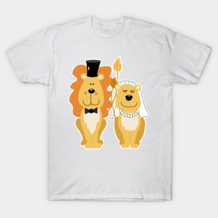 Lion and Lionness Wedding Couple Bride and Groom T-Shirt